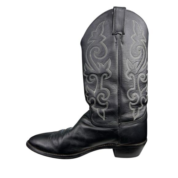 Justin Men’s Black Leather Narrow Western Cowboy Boot Size US 13 B - Picture 2 of 10
